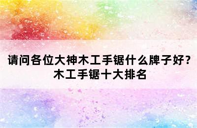 请问各位大神木工手锯什么牌子好？ 木工手锯十大排名